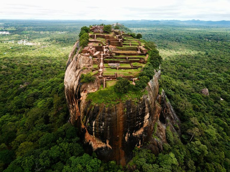 Sigiriya Rock Fortress aerial view ancient city Sri Lanka UNESCO site