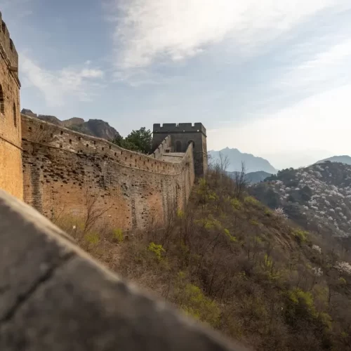 Sunset view from the Great Wall of China during guided China tour