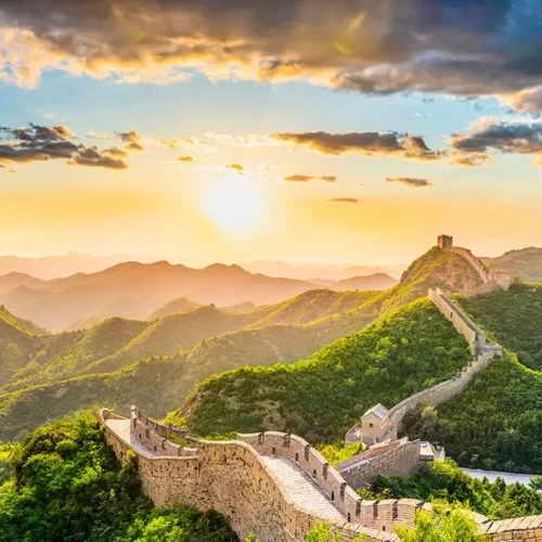 The Travellers - Sunset view from the Great Wall of China during guided China tour