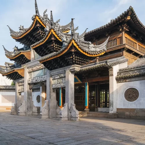 Traditional streets in Huishan Ancient Town Wuxi China