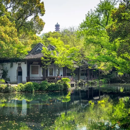 Traditional streets in Huishan Ancient Town Wuxi China