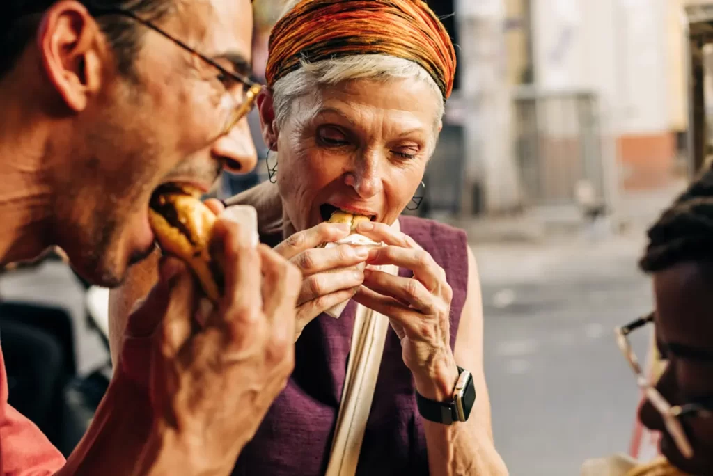 Traditional Vietnamese street food served in Hanoi's bustling Old Quarter