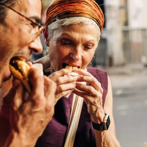 Traditional Vietnamese street food served in Hanoi's bustling Old Quarter