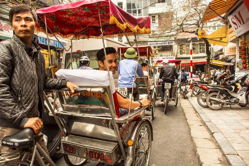 Bustling street scene with motorbikes in Ho Chi Minh City, Vietnam
