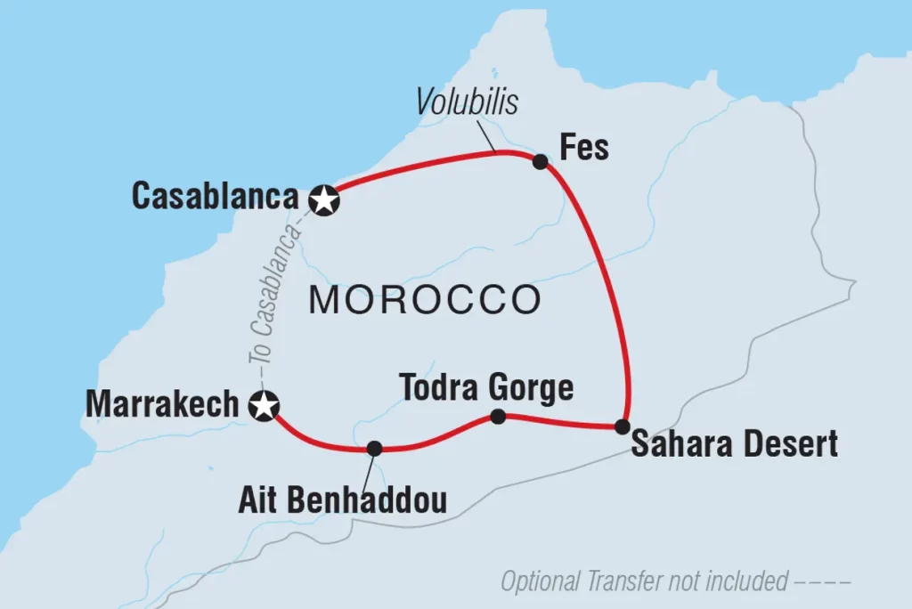 The Travellers - Map - Classic Morocco Tour