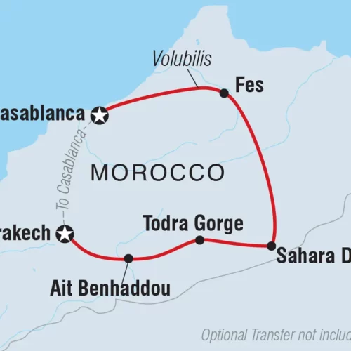 The Travellers - Map - Classic Morocco Tour