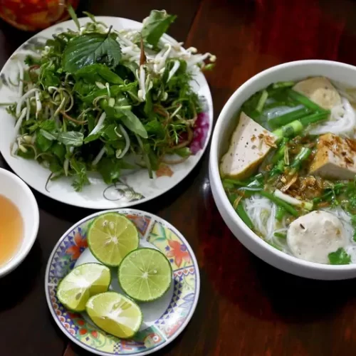Authentic Vietnamese dishes including pho, banh mi, and fresh local specialties