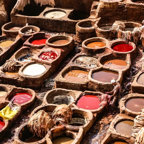 Colourful market stalls in Marrakech Medina